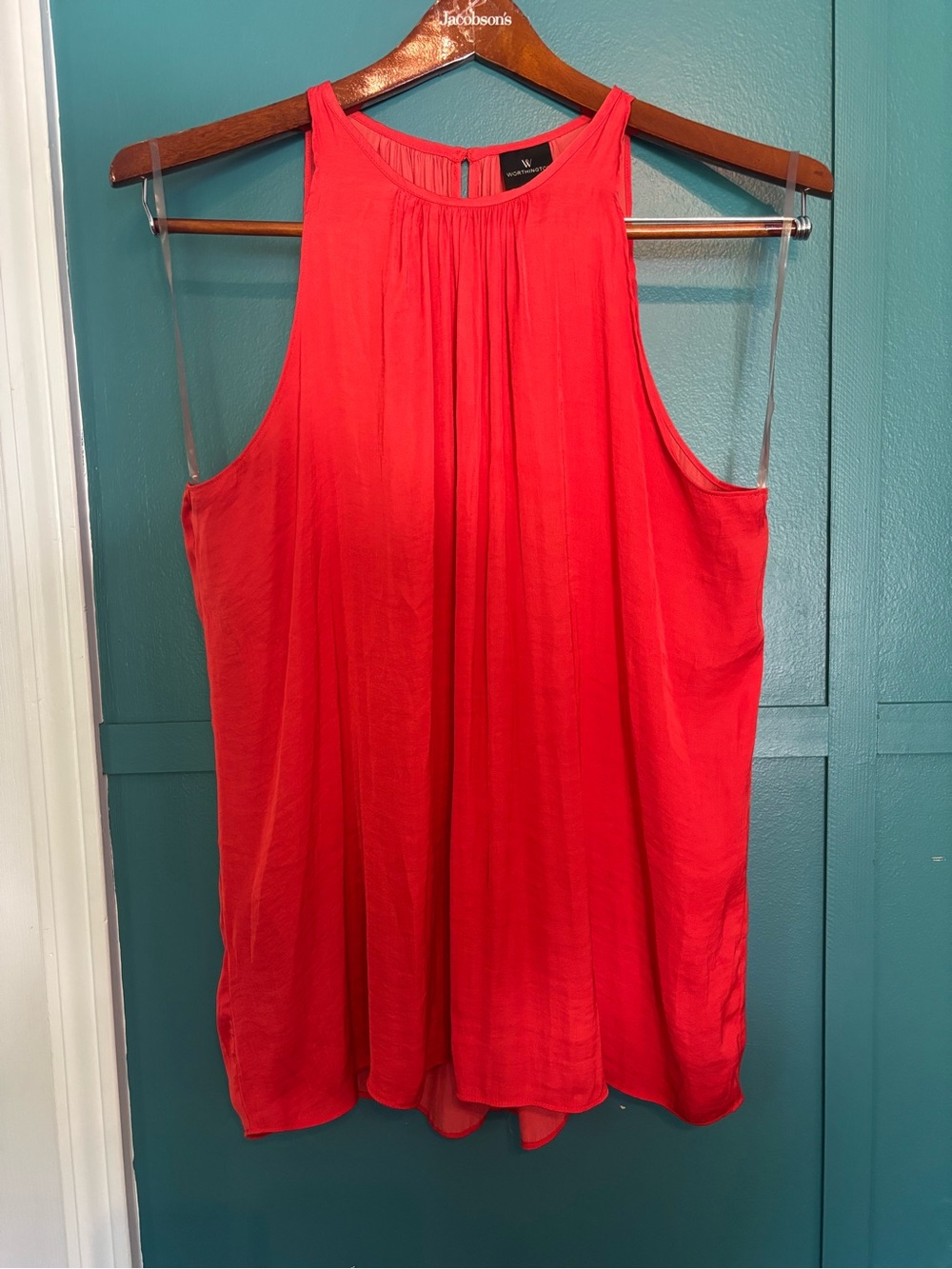 Worthington Bright Orange Pleated Sleeveless Keyhole-Back Tank Size XL